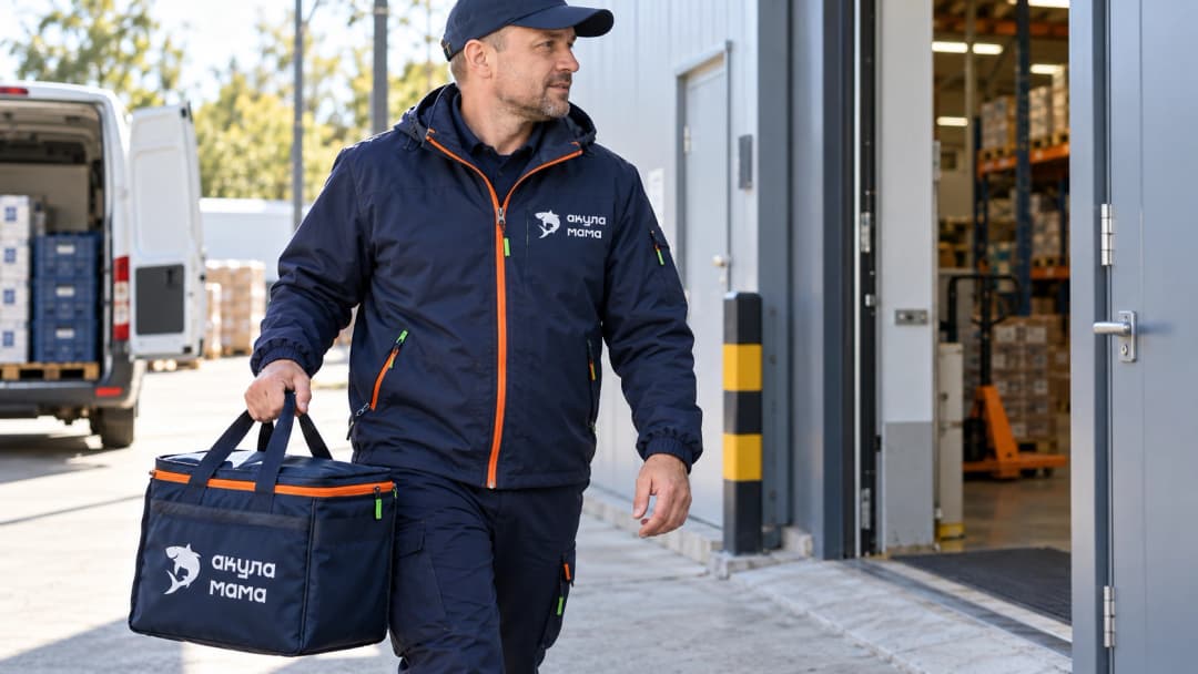 Branded delivery staff uniform for Akula Mama