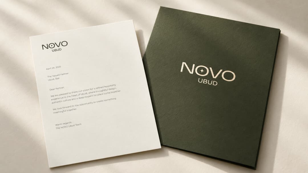 NOVO Ubud letterhead and folder