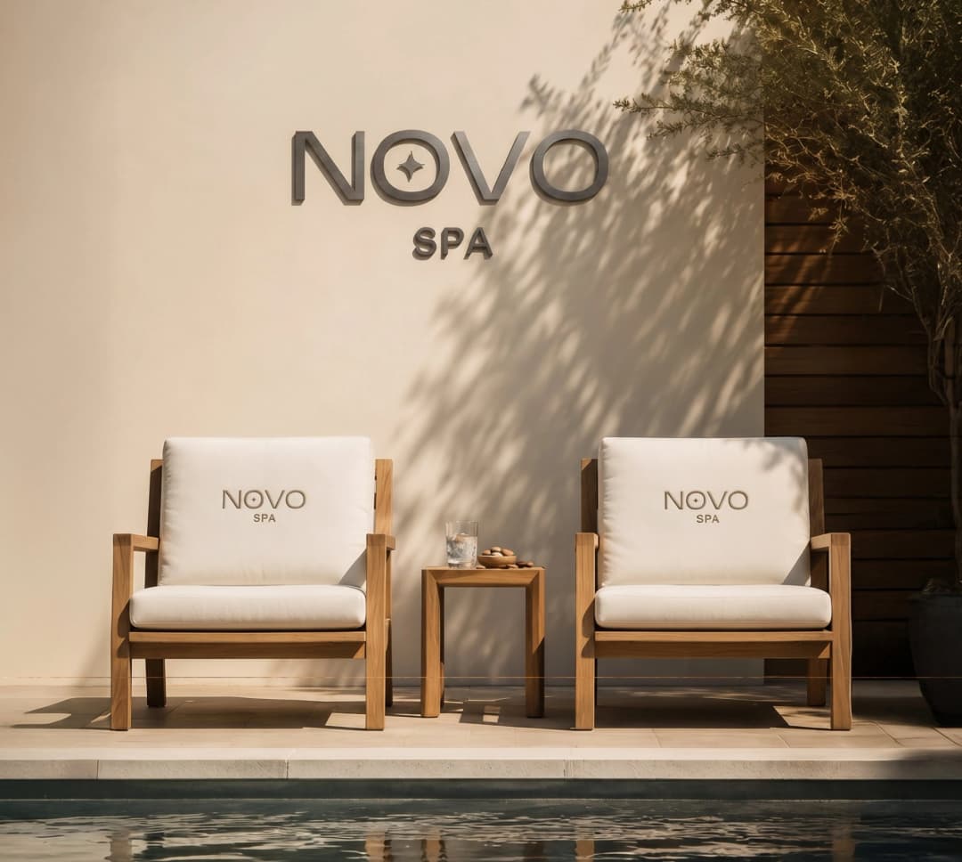 NOVO Spa identity in the lounge area