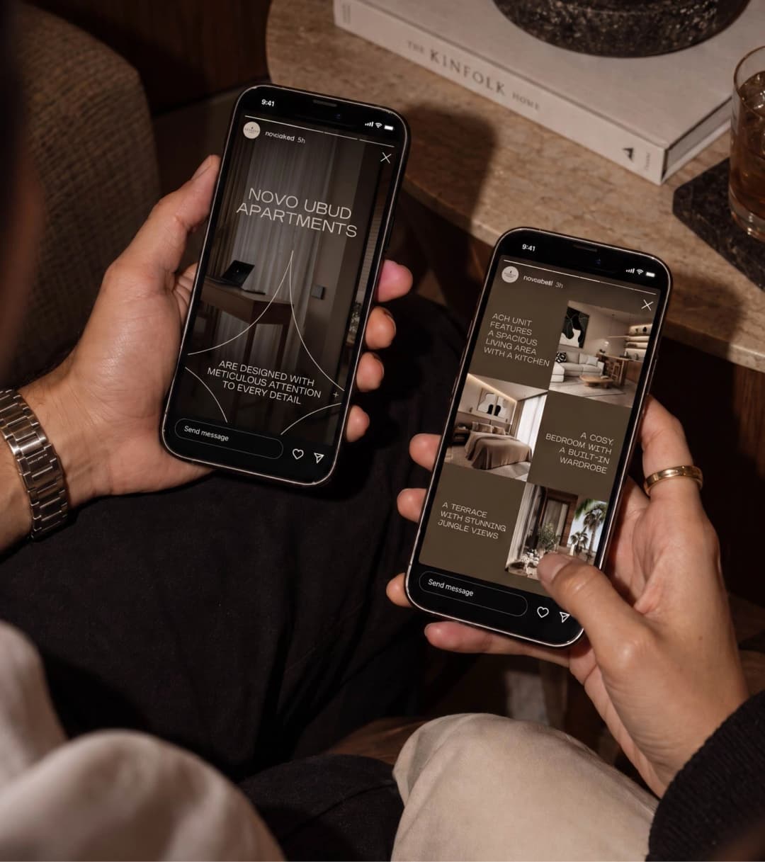 NOVO Ubud stories on smartphones