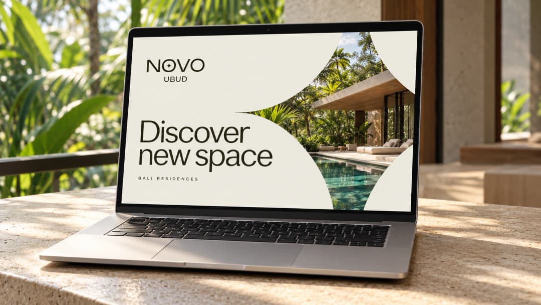 NOVO Ubud presentation on a laptop