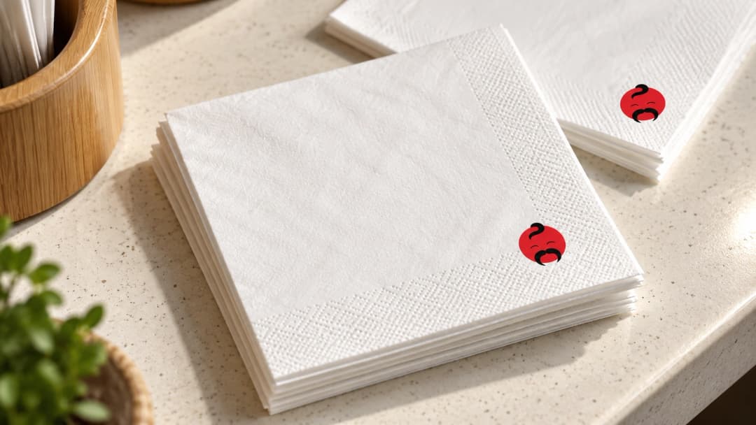 Napkins with the mark in the corner
